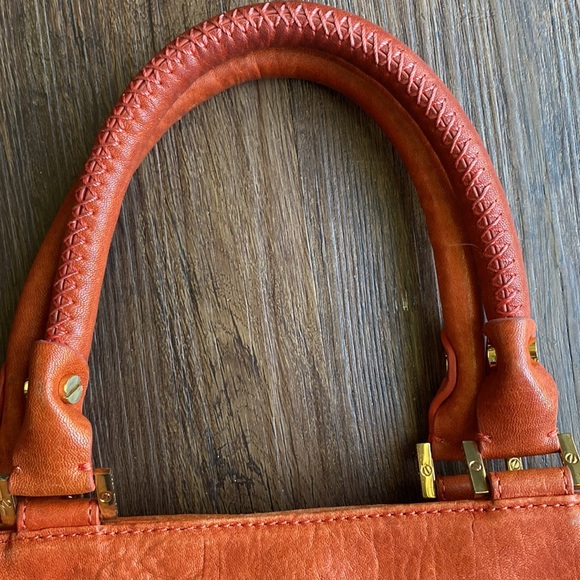 Tory Burch Orange Brown Pebble Mini Bag - Picture 6 of 12